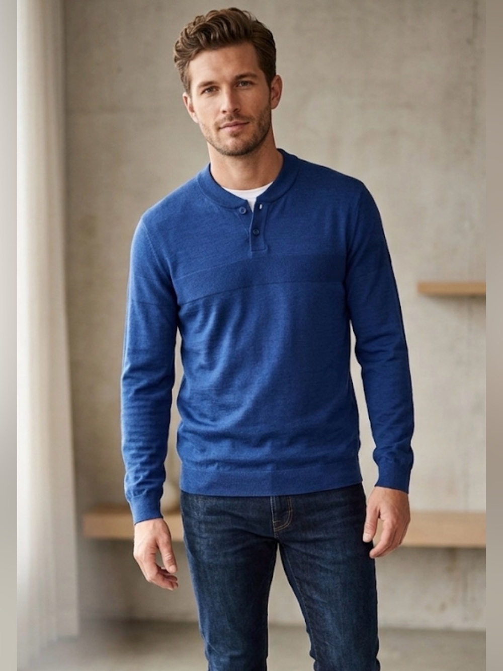 Adidas AdiPure Tech Henley Wool Blend Sweatshirt , Medium